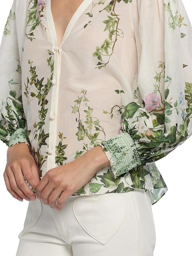 Alice + Olivia Charis Tropical-Print Cotton-Silk Blouse 6