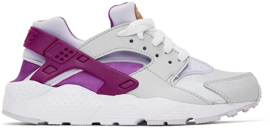 NIKE Kids Purple & Silver Huarache Run Big Kids Sneakers 1