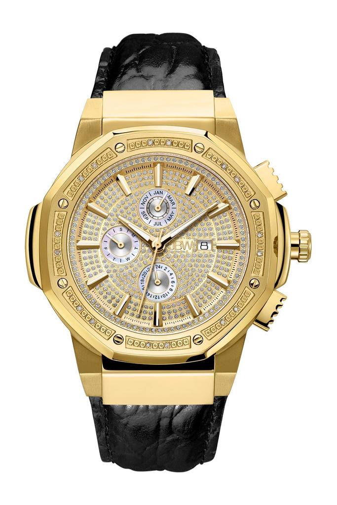Jbw Men's Saxon Diamond Croc Embossed Leather Strap Watch, 48mm - 0.16 ctw