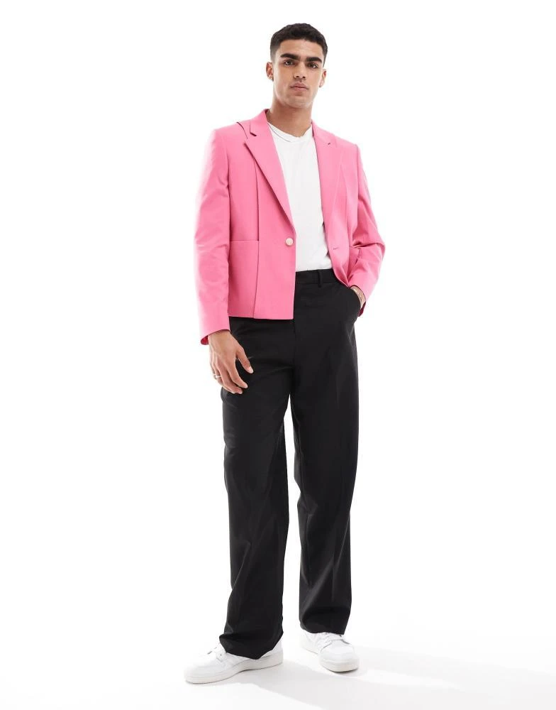 ASOS ASOS DESIGN slim fit suit jacket with panel detail in pink 2