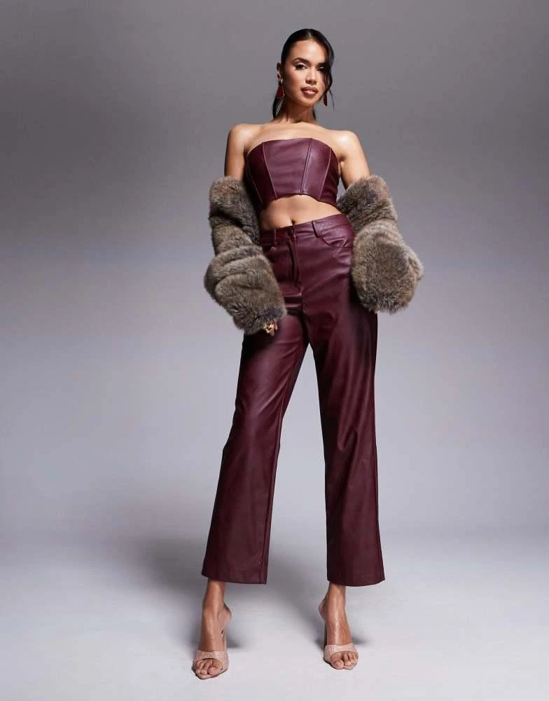 Jaded Rose Jaded Rose bandeau corset crop top co-ord in oxblood 4