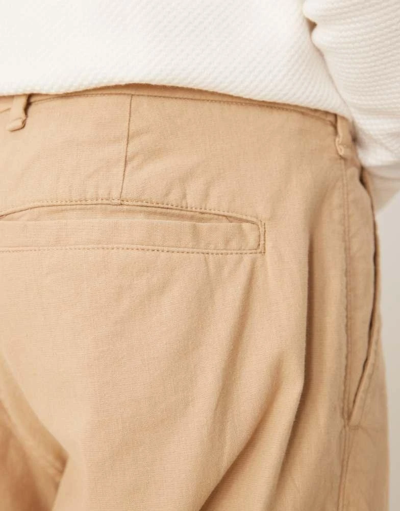 Abercrombie & Fitch Abercrombie & Fitch baggy linen trouser in beige 5