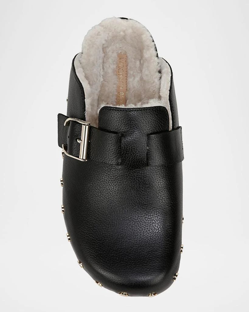 VERONICA BEARD Fern Leather Shearling Rivets Clogs 4