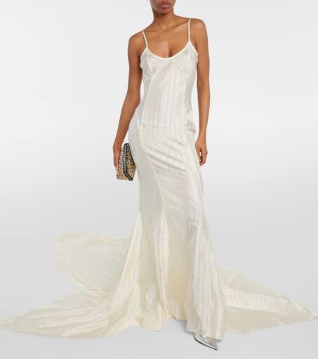 The Attico Striped satin slip dress