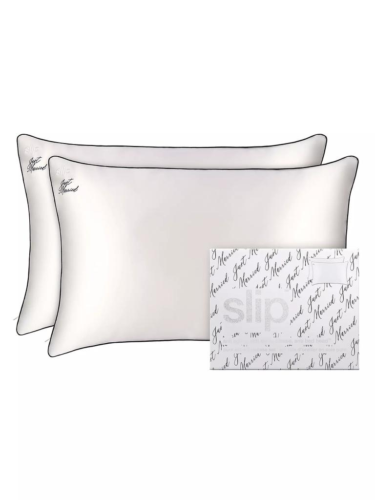 slip Just Married Queen Silk Pillowcase Duo