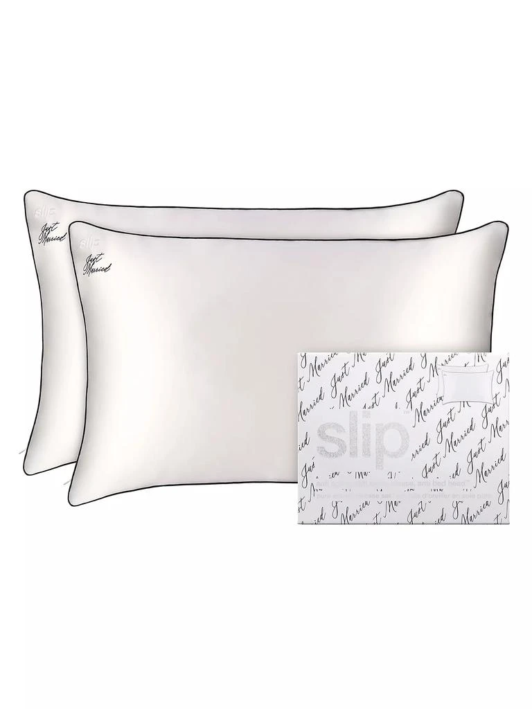 slip Just Married Queen Silk Pillowcase Duo 1