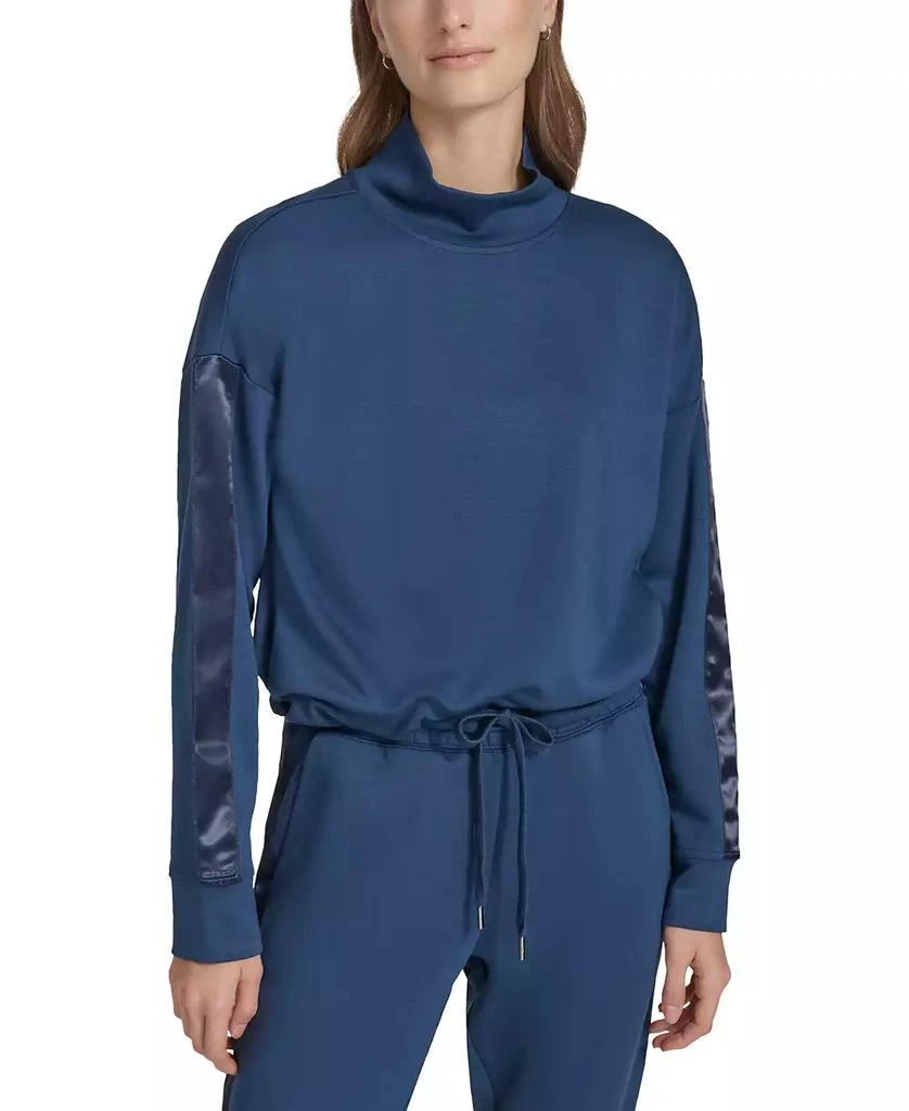 Marc New York by Andrew Marc Women's Mixed-Media Scuba Turtleneck Top 1