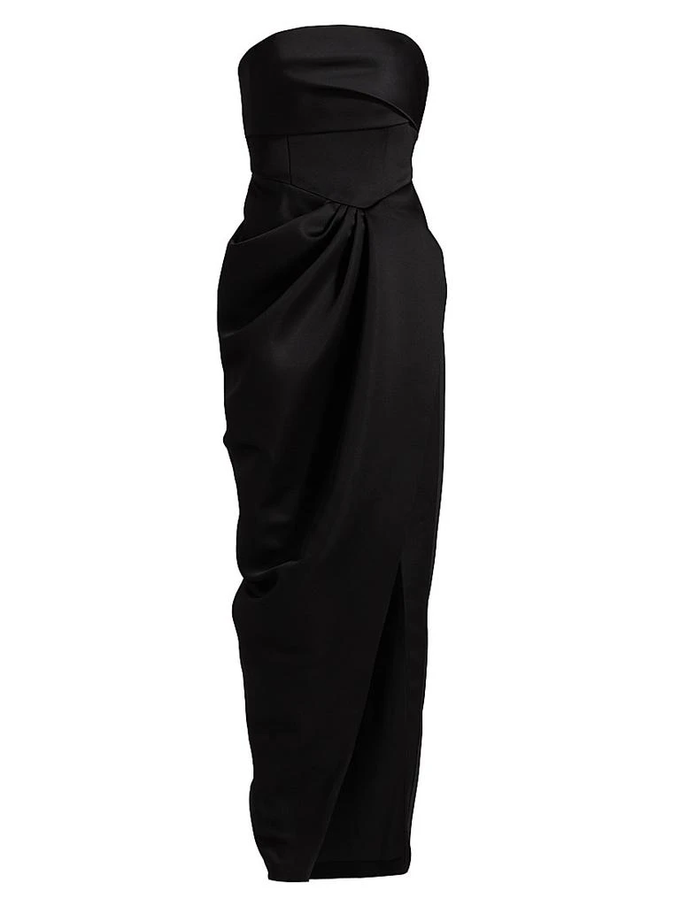 bcbg strapless black dress Strapless Velvet Ruffle Dress