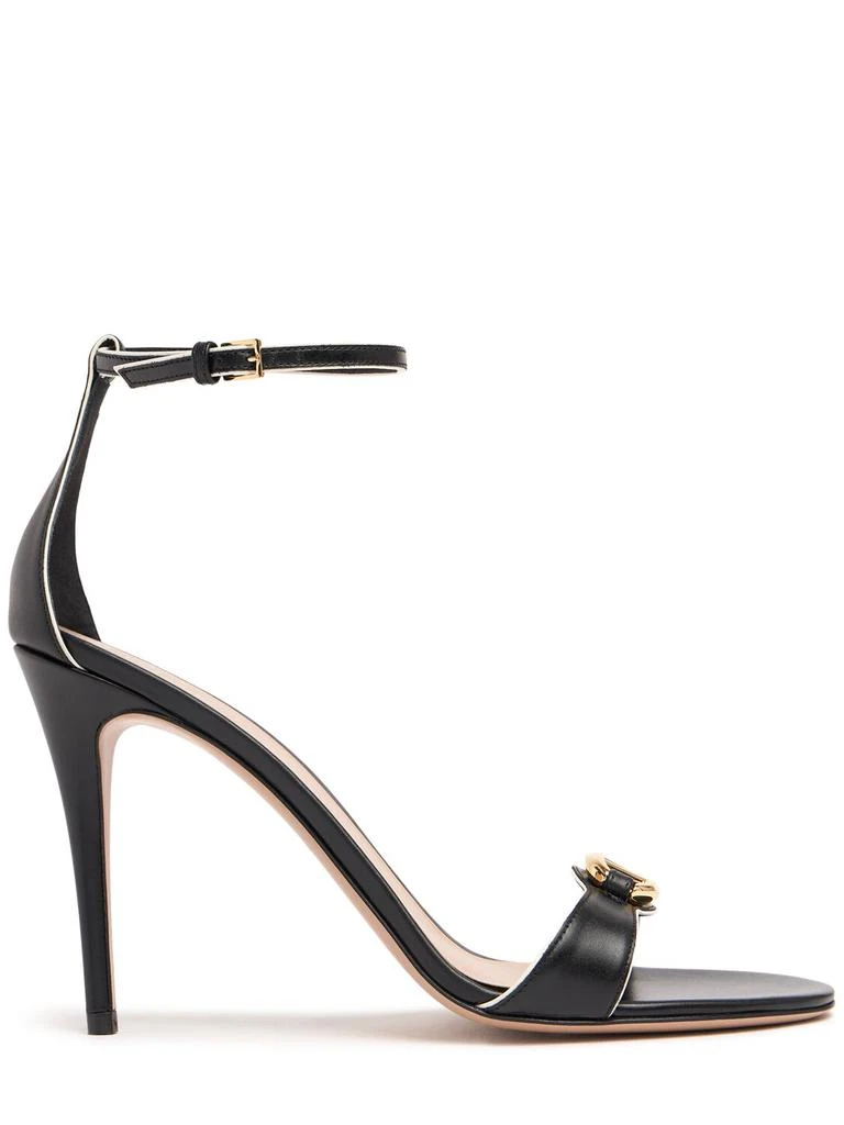Valentino 100mm Vlogo Leather Ankle Strap Sandals 1