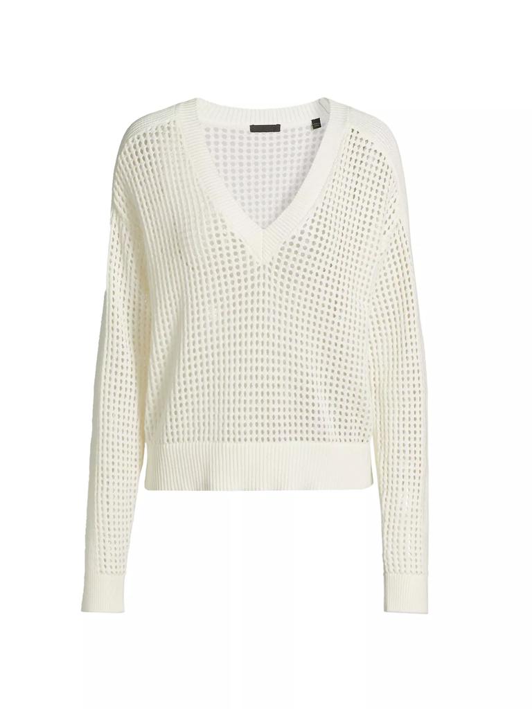ATM Anthony Thomas Melillo Cotton-Cashmere Open-Knit V-Neck Sweater