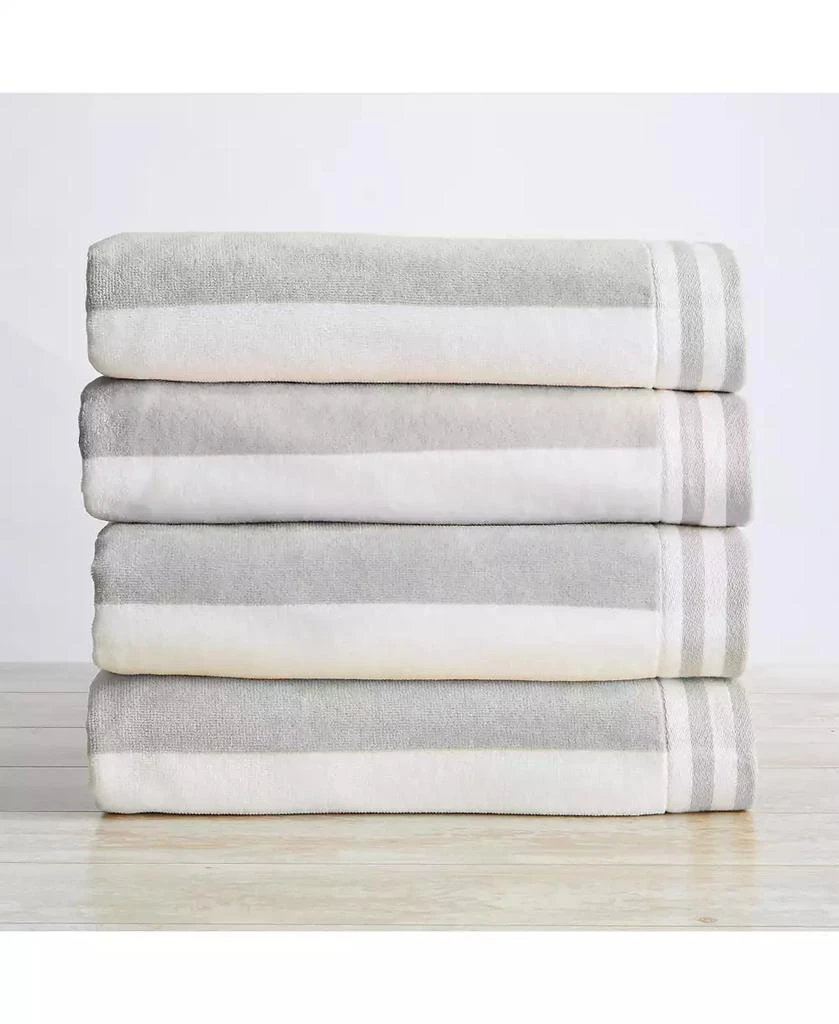 Linery & Co 100% Cotton Velour Cabana Stripe 4-Pc. Beach Towel Set, 35" x 70"