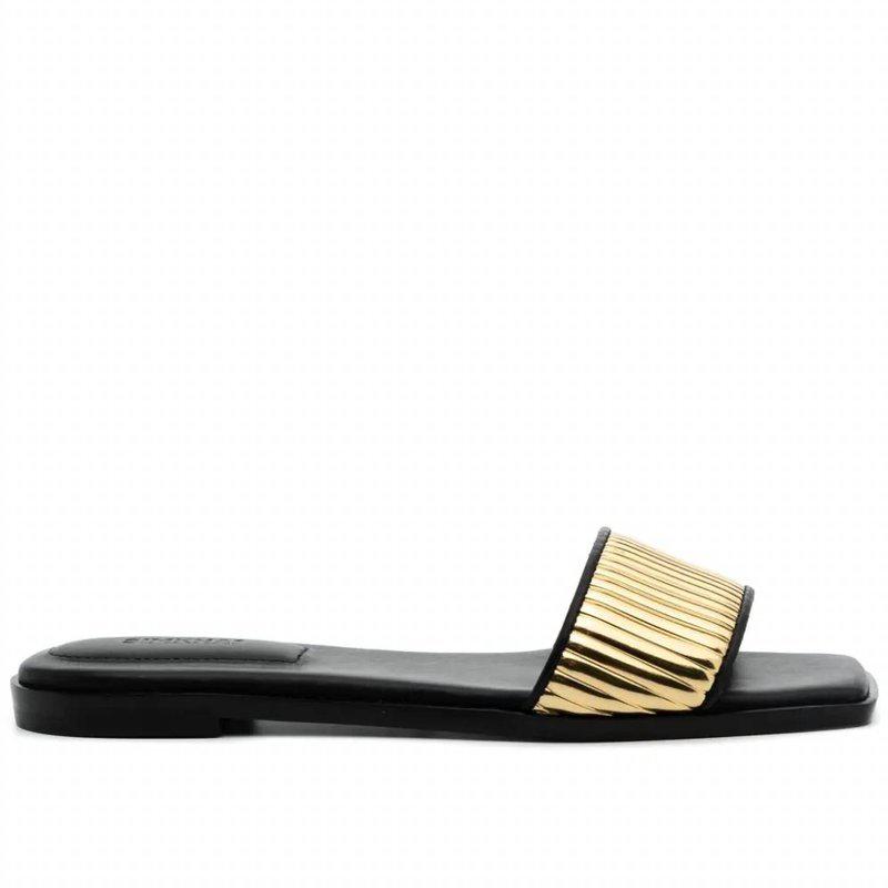 Simkhai Women's Carter Flat Sandals In Black/Gold