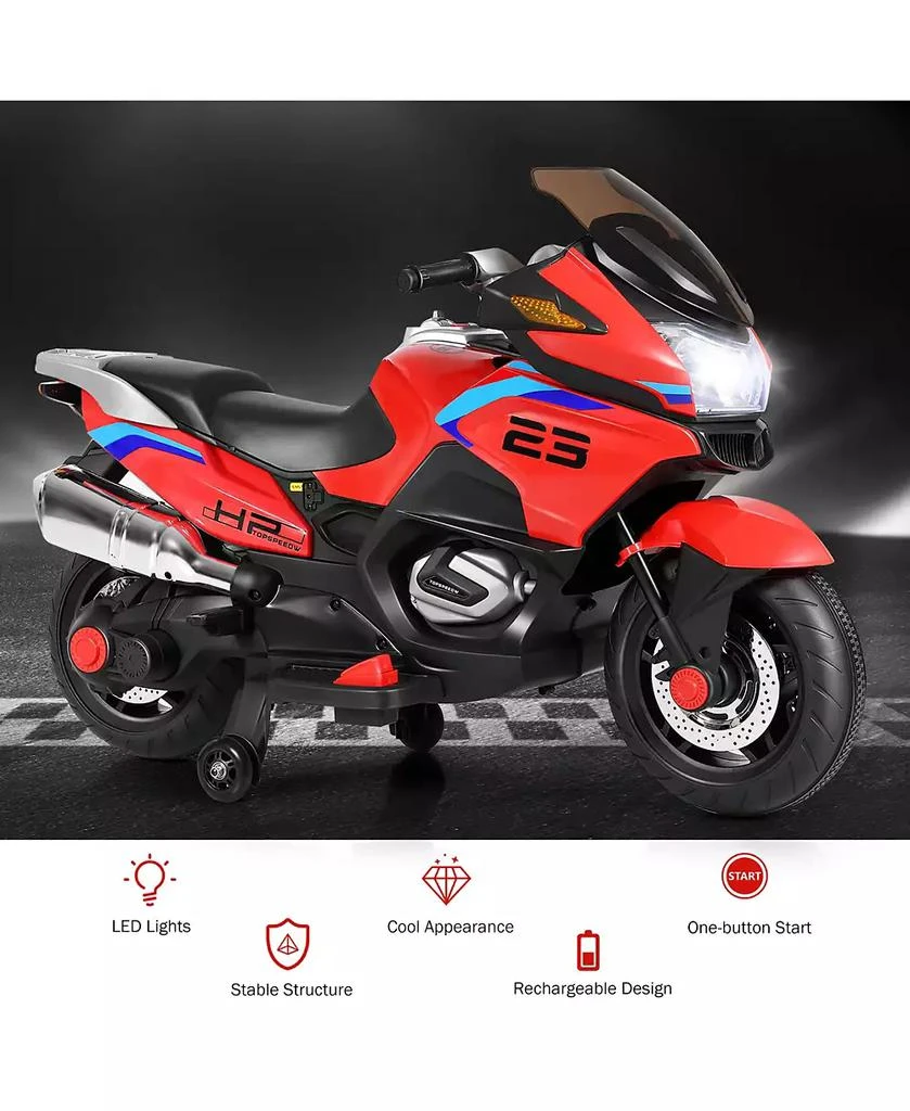 Costway 12V Kids Ride On Motorcycle Electric Motor Bike w/ Training Wheels 
Light 7