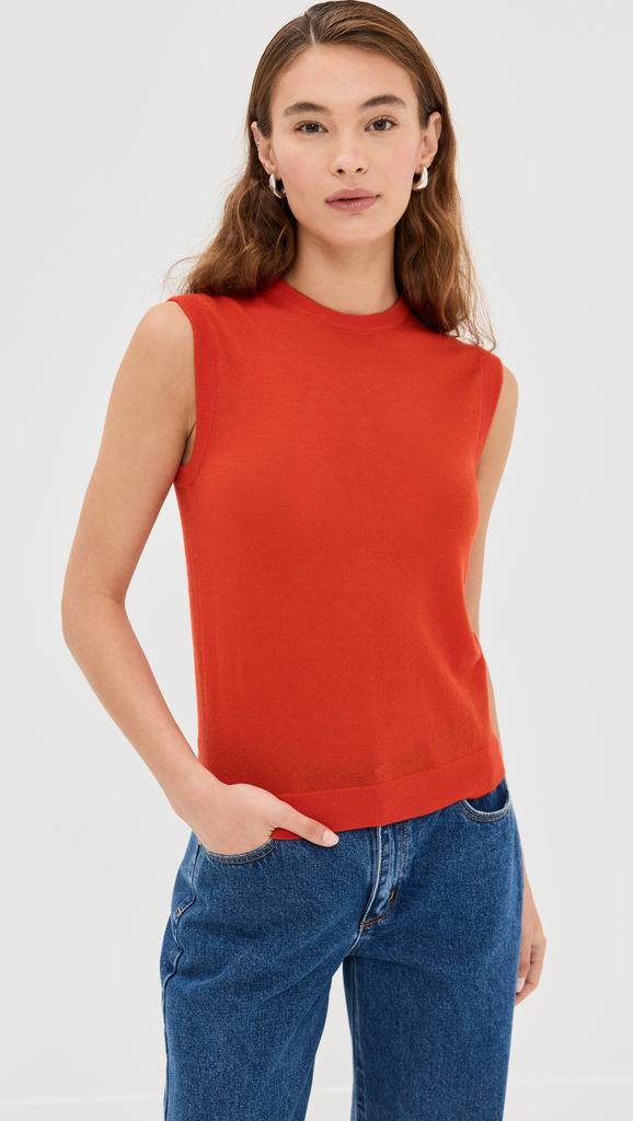 Tibi Skinlike Mercerized Wool Sleeveless Sweater Vest