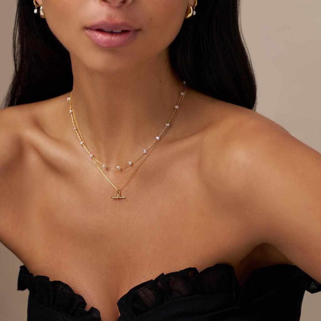 Orelia London Pearl Stationed Chain Necklace
