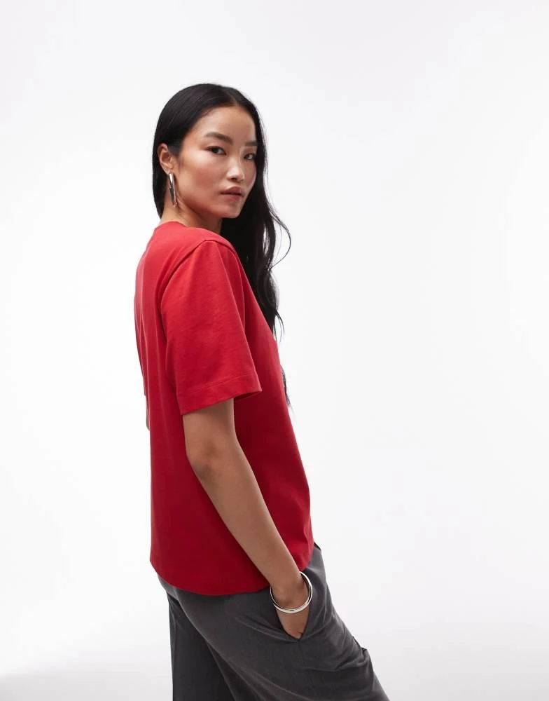 Topshop Topshop premium basic short sleeve tee in red 4