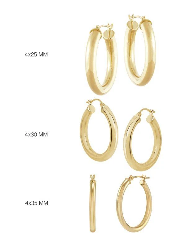 Saks Fifth Avenue 14K Yellow Gold Round Tube HoopEarrings 6
