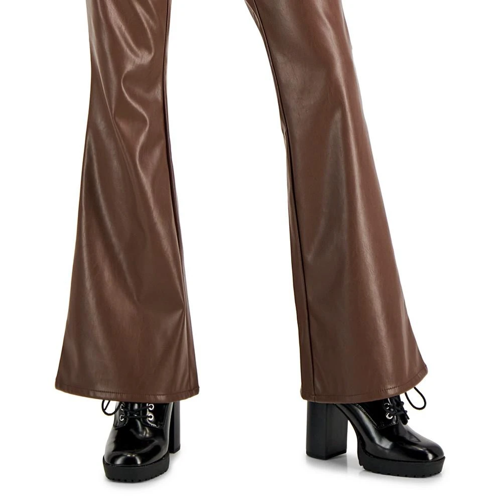 Dollhouse Juniors' Glossy High Rise Faux-Leather Flare Jeans 4