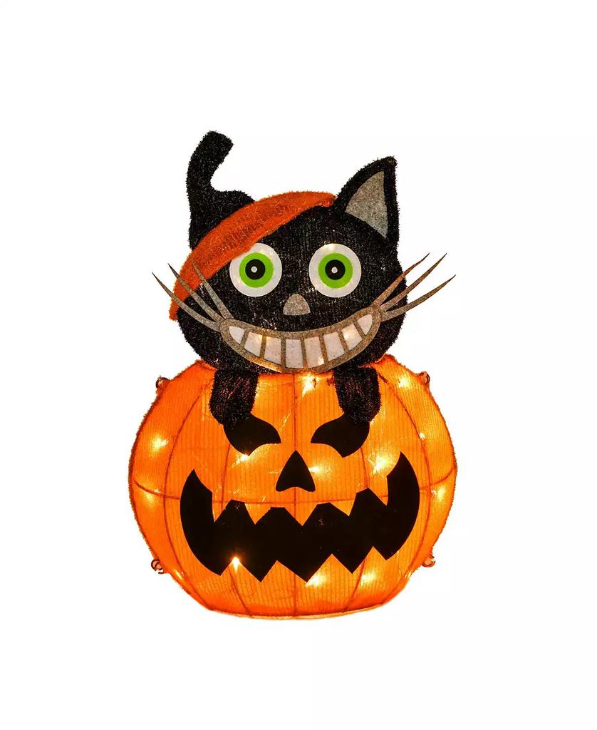 National Tree Company 23" Pre-Lit Pumpkin and Cat