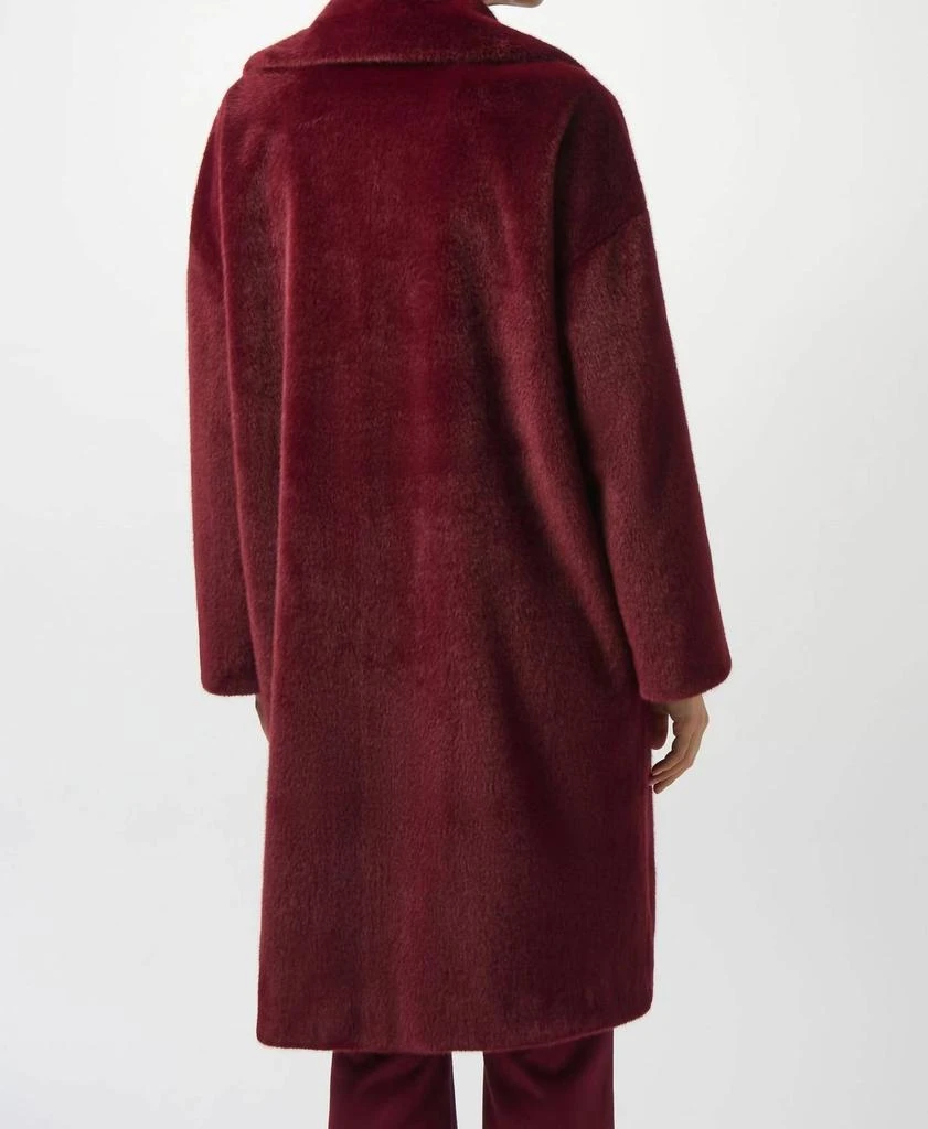 JOSEPH RIBKOFF Faux Fur Straight Coat In Merlot 2