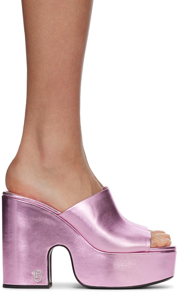 Les Petits Joueurs Pink Bianca Platform Sandals