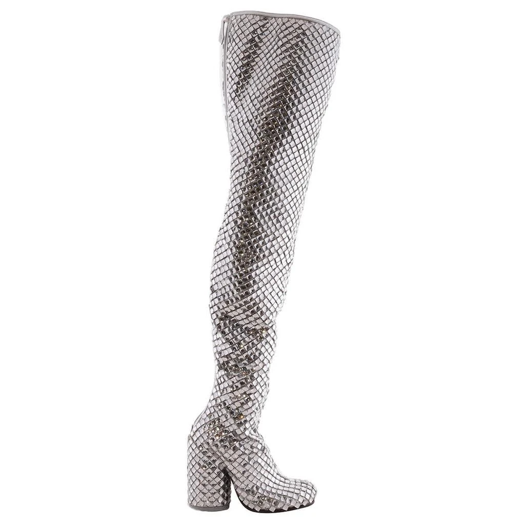 Burberry Anita Over-The-Knee 110 mm Heel Boot in Silver/Crystal, Brand Size 36 ( US Size 6 ) 1