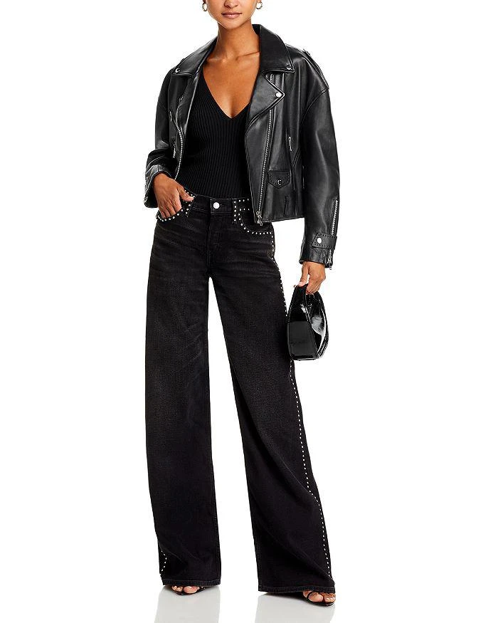 Re/Done Studded Mid Rise Wide Leg Jeans in Crafted Black 2