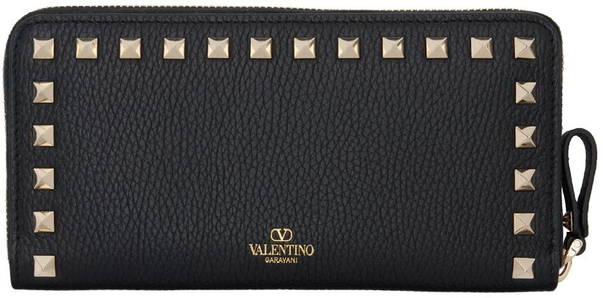 Valentino Black Rockstud Zippered Wallet 2