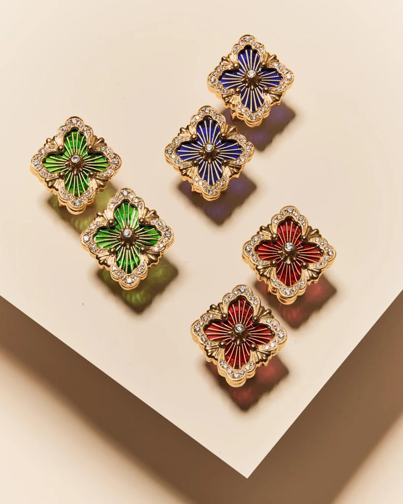Buccellati Opera Tulle 18K Green Enamel Diamond Earrings 5