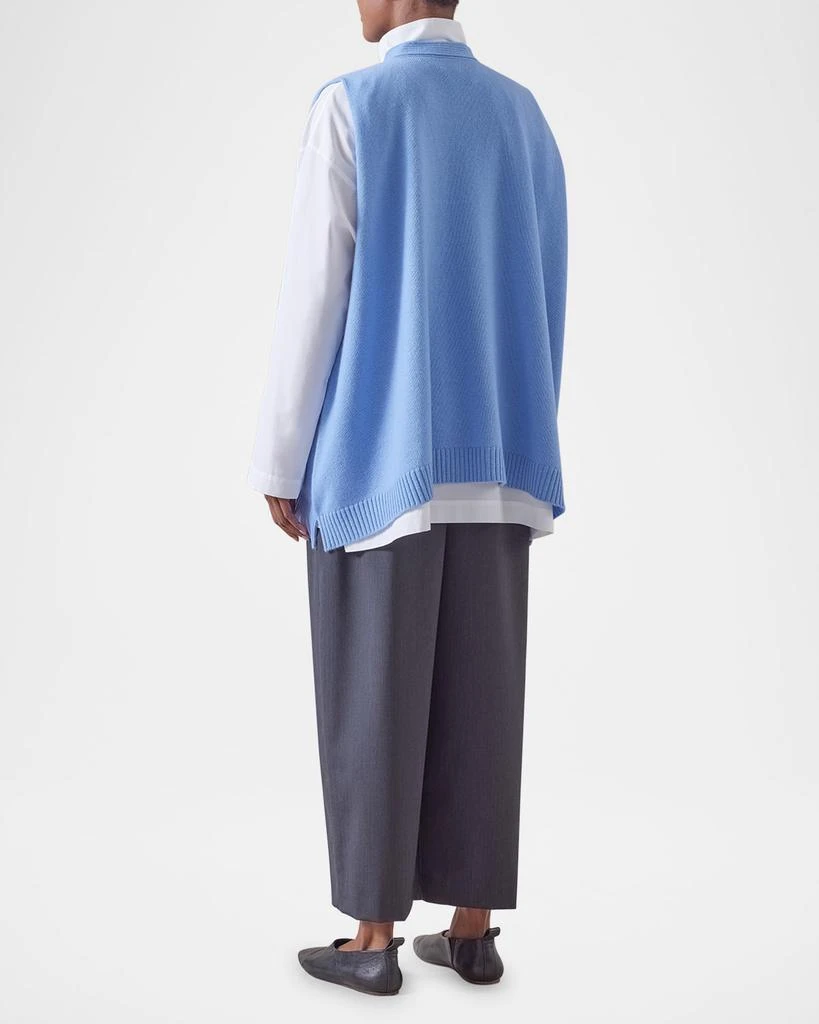 Eskandar A-Line Sleeveless V-Neck Cashmere Cardigan (Mid Plus Length) 3
