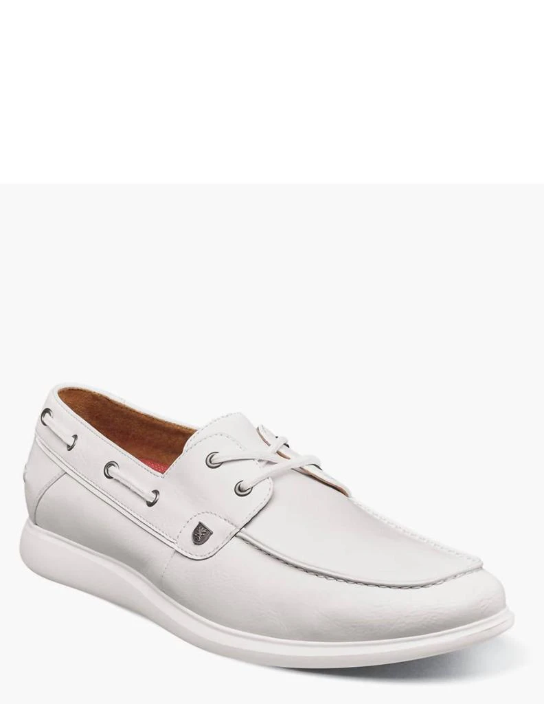 Stacy Adams Men's Reid Moc Toe Boat Shoe In White 1