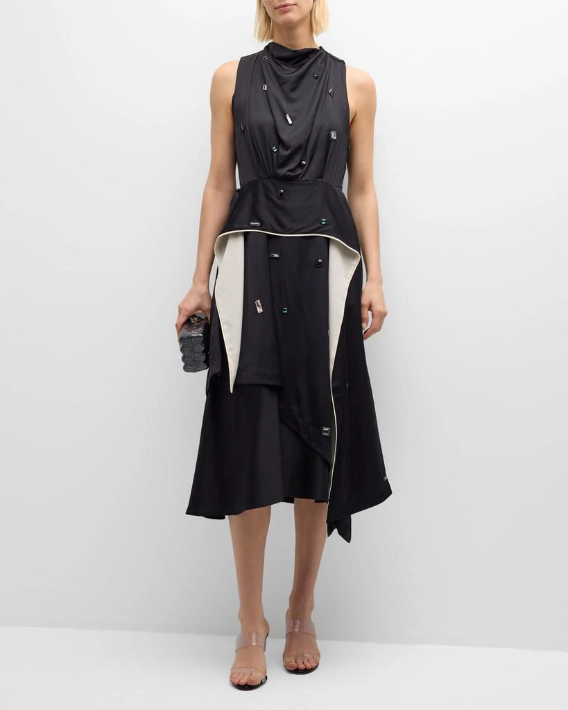 3.1 Phillip Lim Sleeveless Draped Midi Dress with Gem Embellishment 2