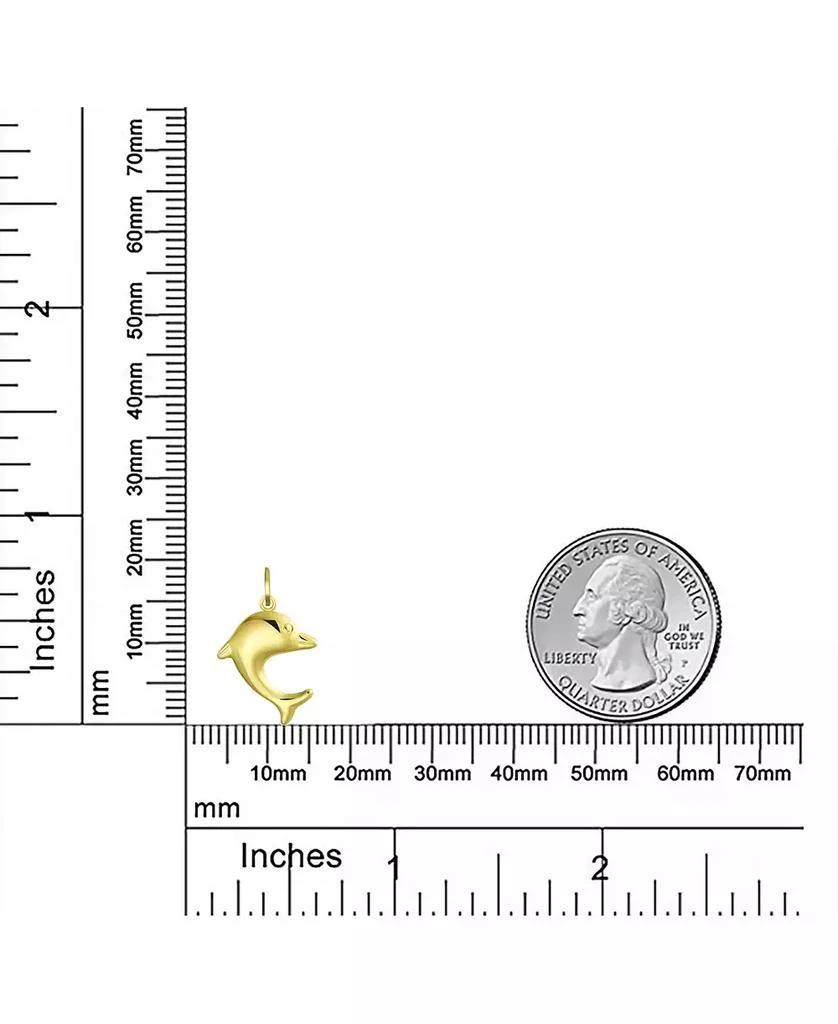 Bling Jewelry Nautical Jewelry Tiny 14K Yellow Gold Dolphin Pendant Necklace No Chain 4