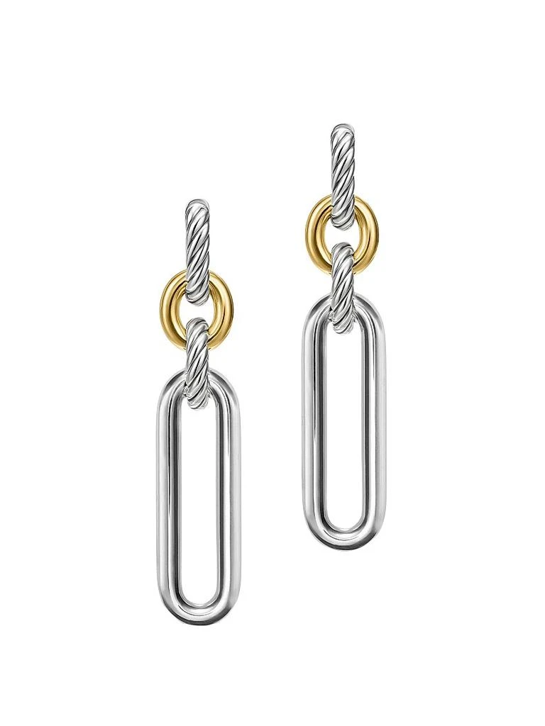 David Yurman Lexington Double Link Drop Earrings in Sterling Silver with 18K Yellow Gold, 54MM 1