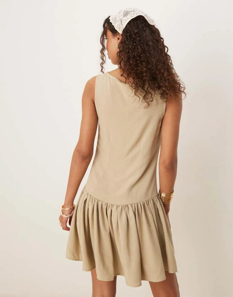 ASOS DESIGN linen blend drop waist mini dress in sage green  On Sale Now  with Up to 65% Off | Discover Exclusive Deals & Savings at BeyondStyle   Authentic ASOS Home|women