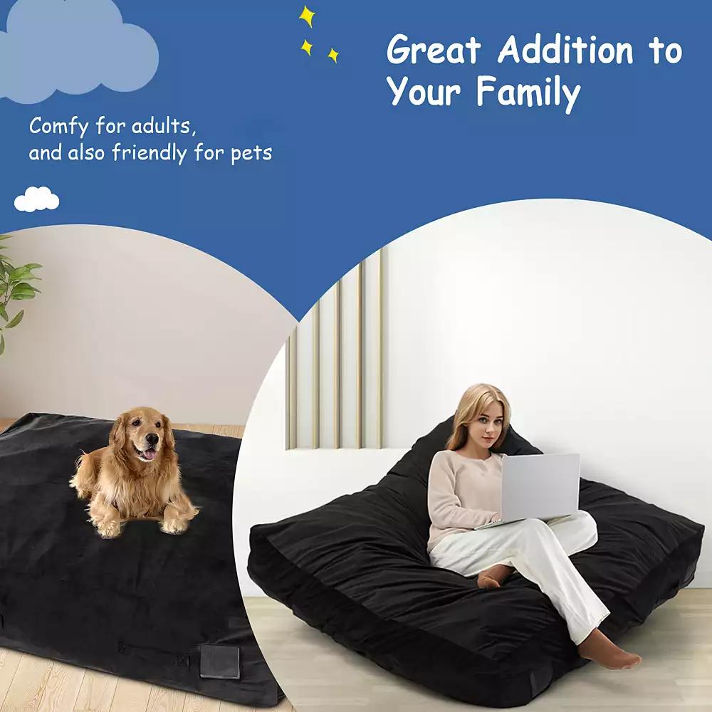 Costway 47" x 35.5" Crash Pad Sensory Mat with Foam Blocks and Washable Velvet Cover