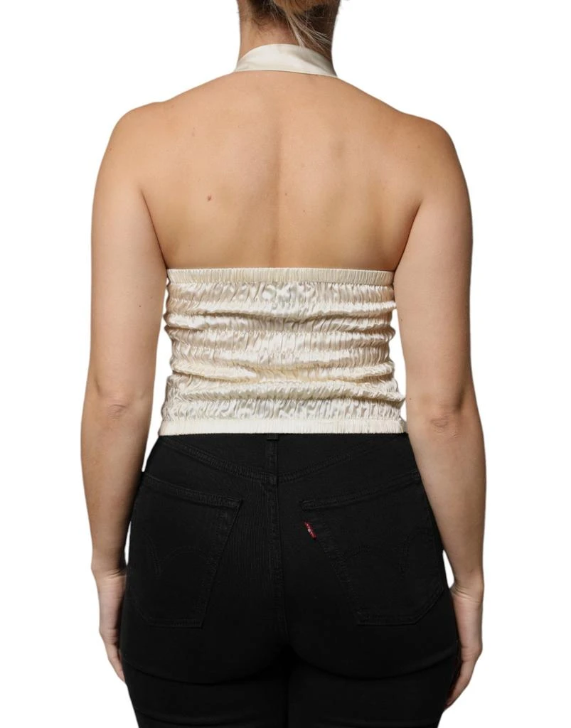 L'AUTRE CHOSE ivory Silk Sleeveless Buttoned Halter Women's Top (Pre-Owned) 3