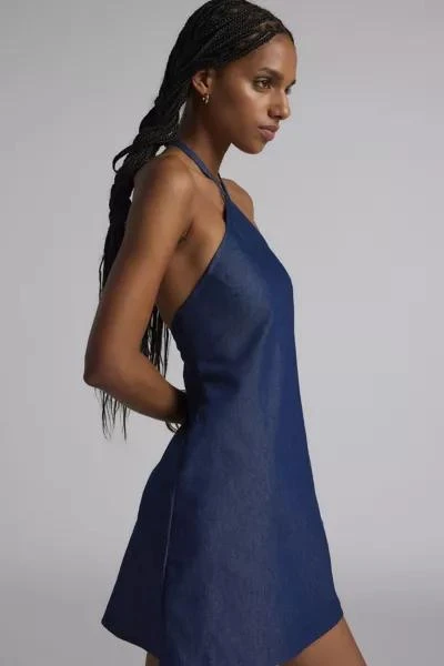 Motel Motel Belinda Denim Y-Neck Halter Mini Dress 2