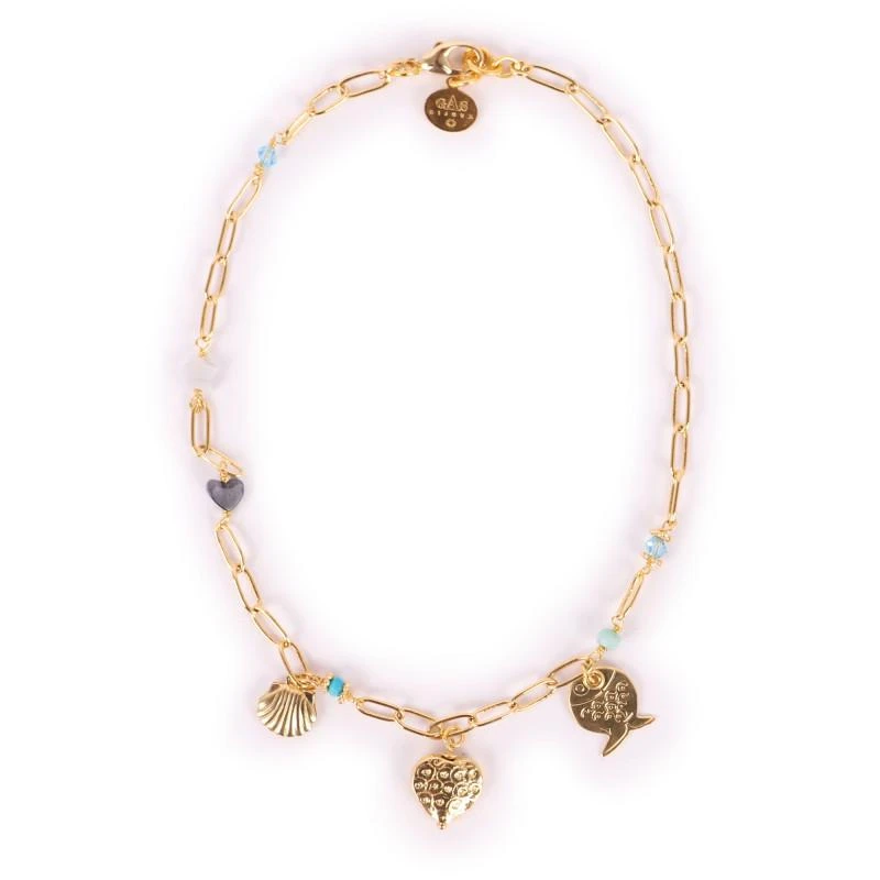 GAS Bijoux Beads and charms golden chain necklace 1