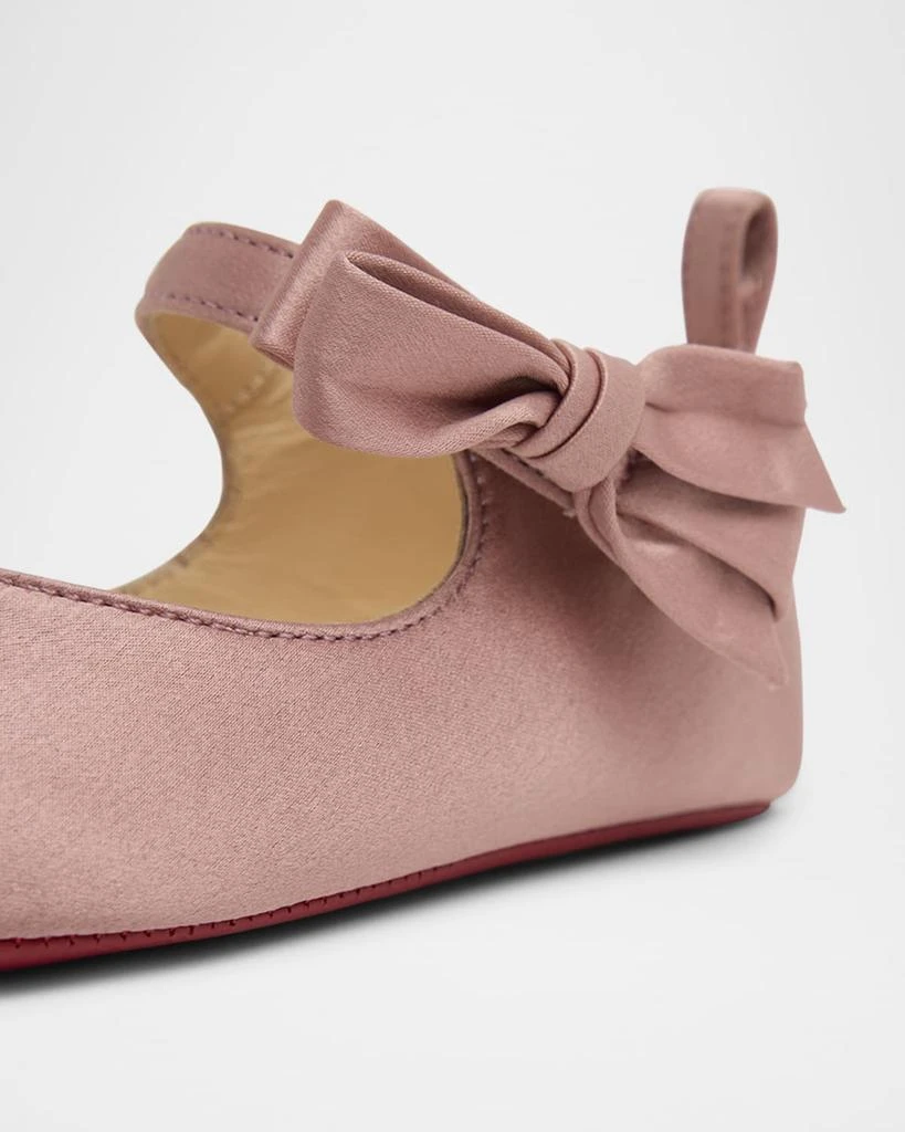 Christian Louboutin Girl
s Lou Babe Crepe Satin Ballerina Flats, Baby 3