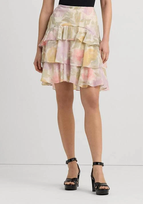Ralph Lauren Ralph Lauren Petite Floral Crinkle Georgette Tiered Skirt 1