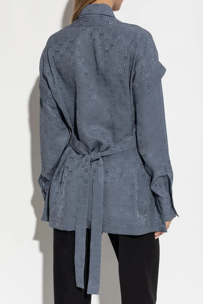 Salvatore Ferragamo Ferragamo Monogram Printed Tied Waist Shirt 3