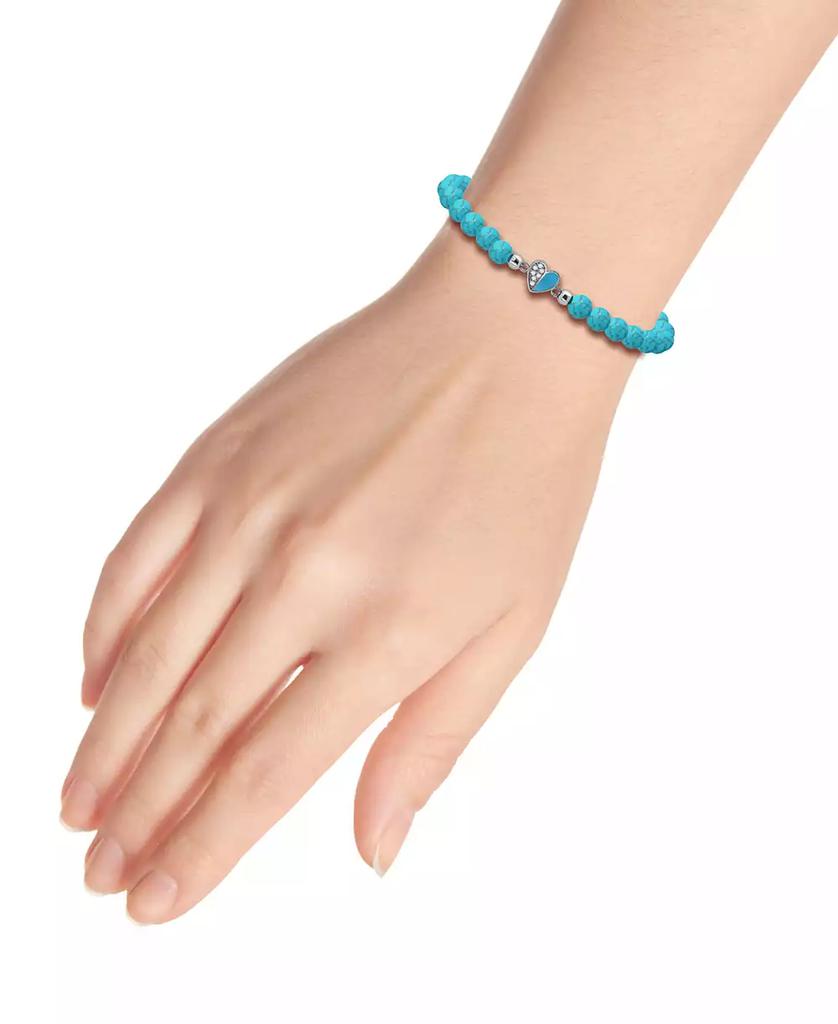 Giani Bernini Howlite Chryscolla Bead & Cubic Zirconia Heart Stretch Bracelet, Created for Macy's