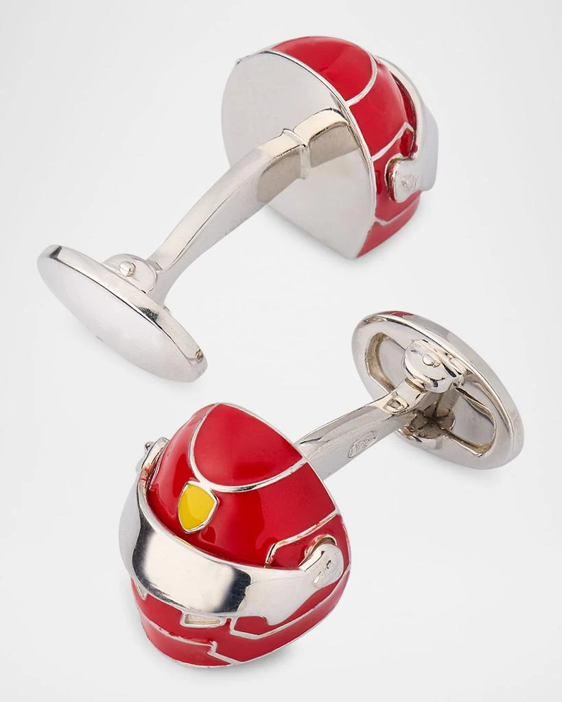 Jan Leslie Men's Race Car Helmet Enamel and Sterling Silver Cufflinks 4