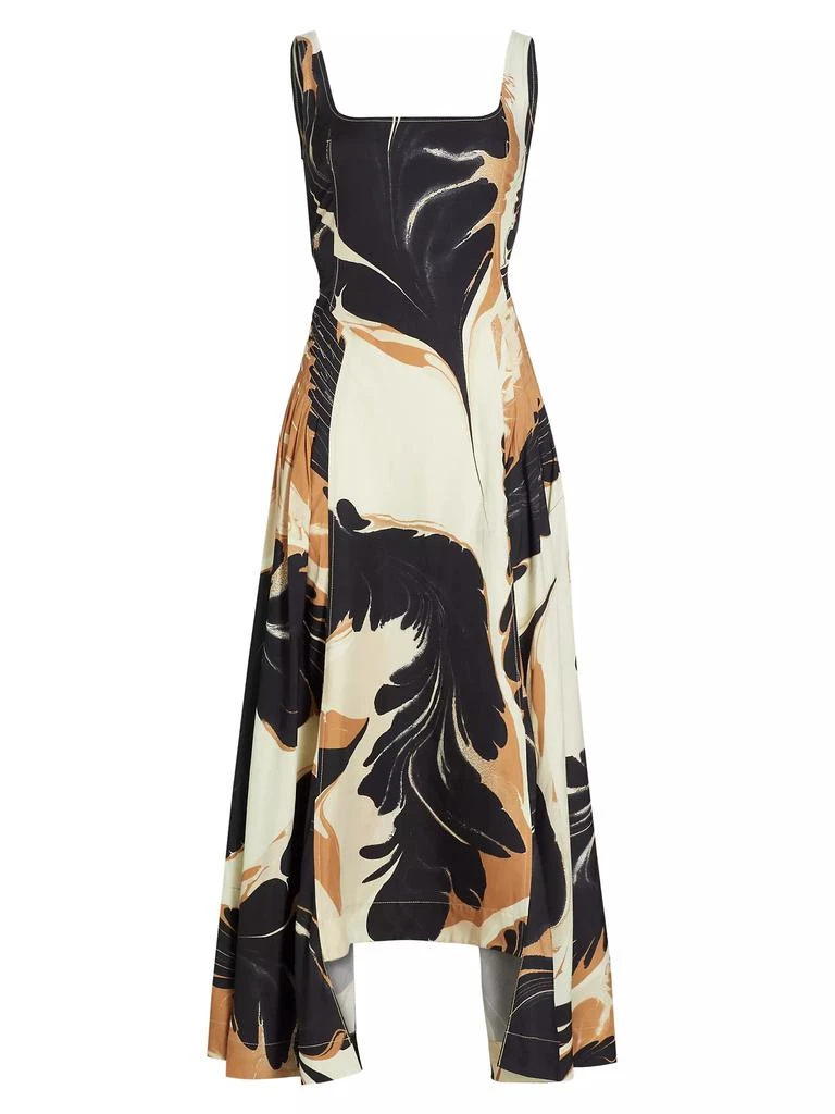 SIMKHAI Paola Linen-Blend Abstract Maxi-Dress 1