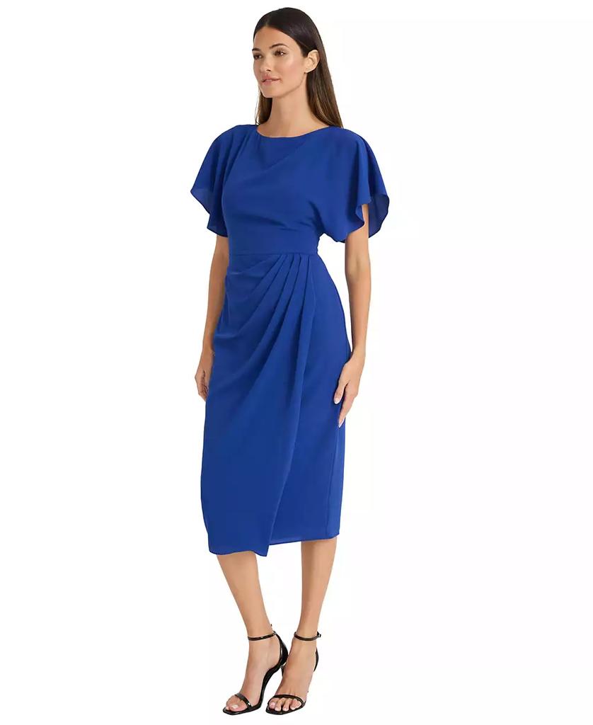 Maggy London Women's Flutter-Sleeve Side-Pleated Dress