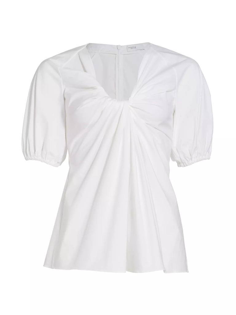 Rosetta Getty Twist-Front Puff-Sleeve Top