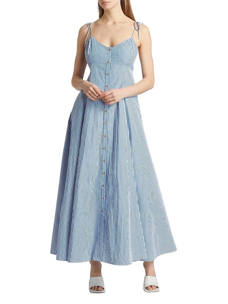 Rosie Assoulin High Garden Striped Cotton Sleeveless Maxi Dress - BLUE STRIPE - 10 Rosie Assoulin High Garden Striped Cotton Sleeveless Maxi Dress - BLUE STRIPE - 10