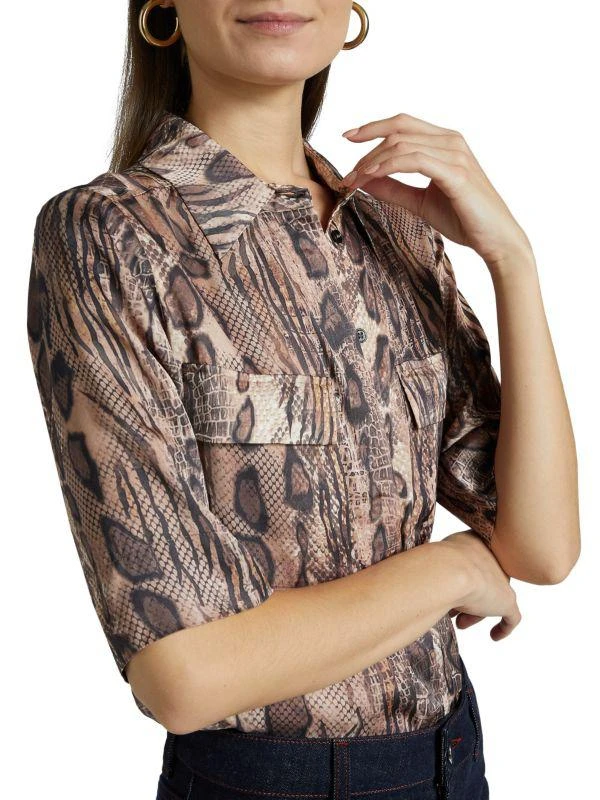 REISS Maya Snake-Print Short-Sleeve Shirt 4