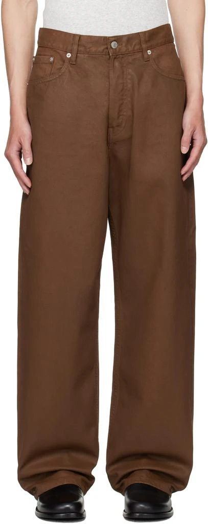 Dries Van Noten Brown Coated Loose Fit Jeans 1